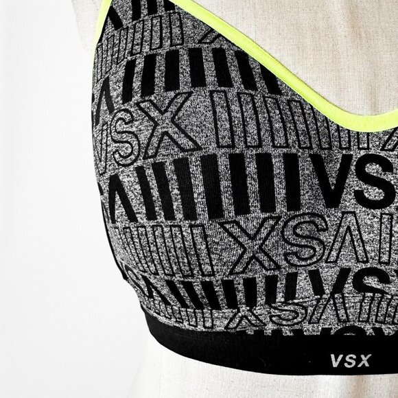 Victoria's Secret Gray Black Green Padded Knit Sports Bra Size 34C - Picture 5 of 6